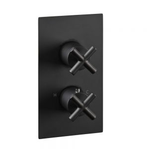 JTP Solex Matt Black Two Outlet Thermostatic Shower Valve