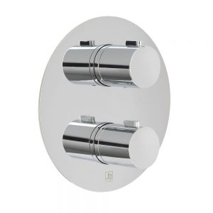JTP Hugo Chrome Three Outlet Two Handle Thermostatic Round Shower Valve