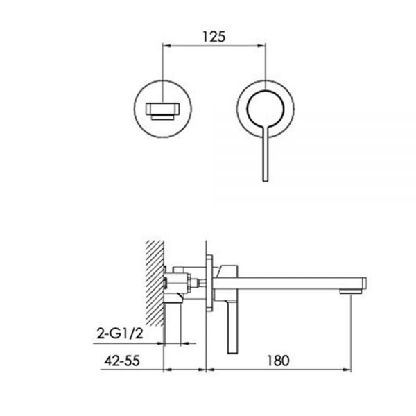 JTP Hugo Chrome 2 Hole Wall Mounted Basin Mixer Tap #2