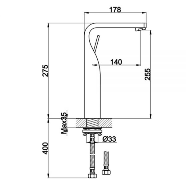 JTP Curve Chrome Tall Basin Mixer Tap #2