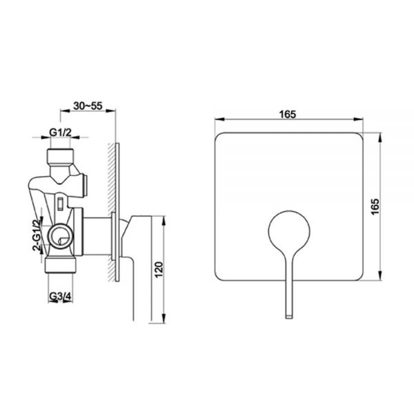 JTP Curve Chrome Single Outlet Manual Shower Valve #2