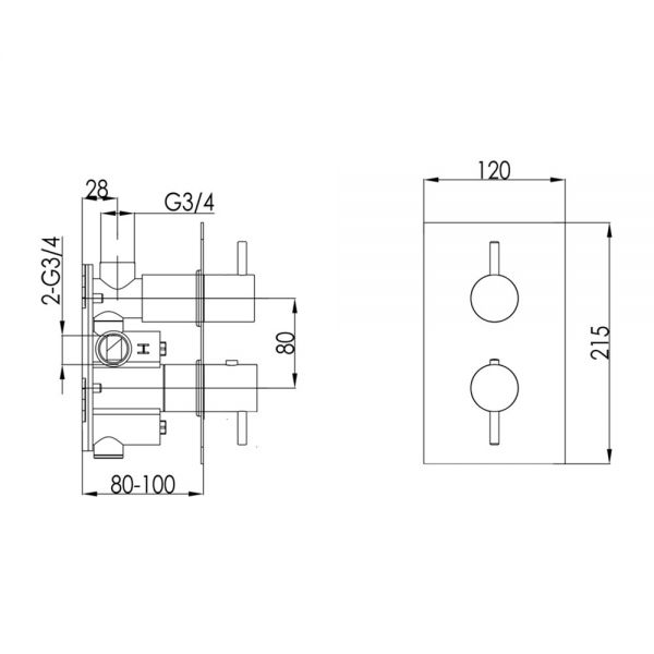JTP Curve Chrome Single Outlet Thermostatic Shower Valve #2
