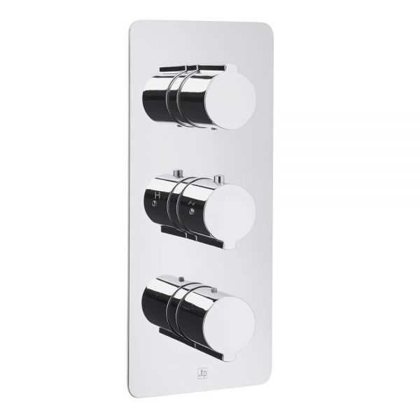 JTP Curve Chrome Vertical Three Outlet Thermostatic Shower Valve