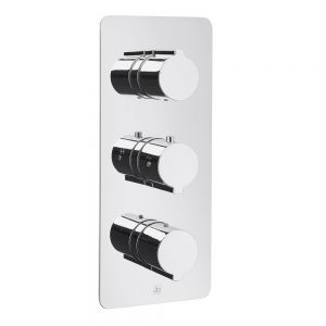 JTP Curve Chrome Vertical Three Outlet Thermostatic Shower Valve