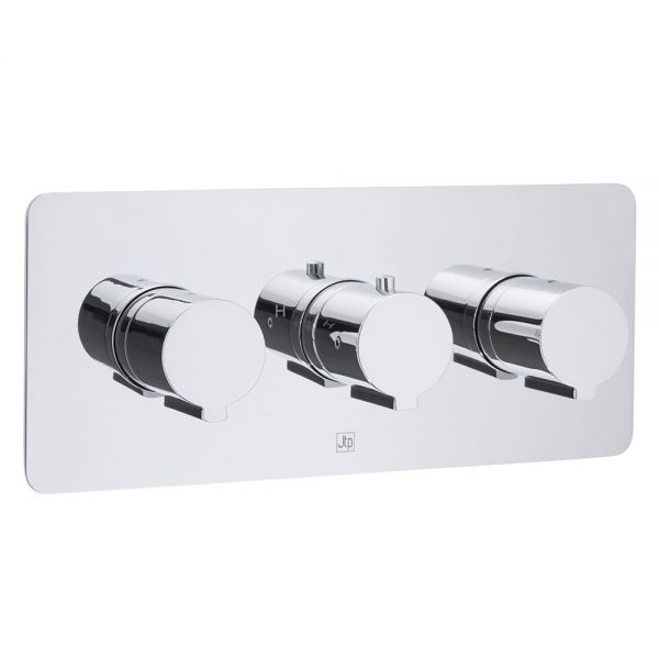 JTP Curve Chrome Horizontal Three Outlet Thermostatic Shower Valve