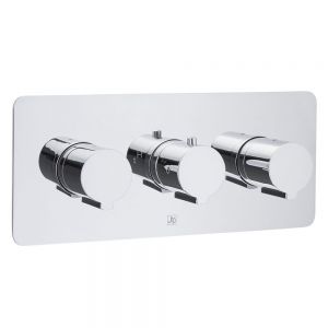 JTP Curve Chrome Horizontal Three Outlet Thermostatic Shower Valve
