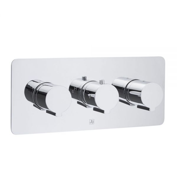 JTP Curve Chrome Horizontal Two Outlet Thermostatic Shower Valve