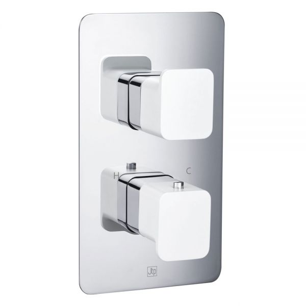JTP Axel Chrome Single Outlet Thermostatic Shower Valve with Matt White Handle
