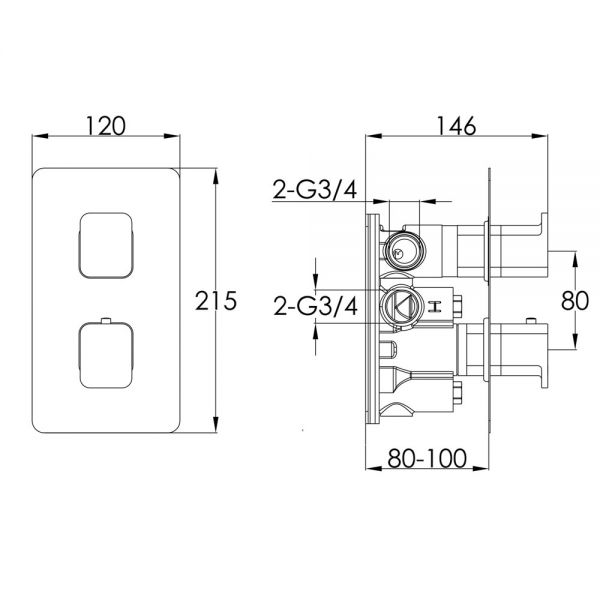 JTP Axel Chrome Two Outlet Thermostatic Shower Valve with Matt White Handle #2