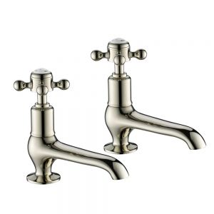 JTP Grosvenor Cross Nickel Long Nose Basin Pillar Taps