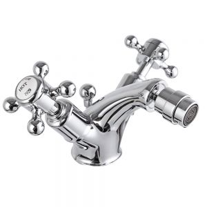 Just Taps Plus Grosvenor Cross Chrome Bidet Mixer Tap with Pop Up Waste