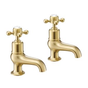 JTP Grosvenor Cross Brushed Brass Bath Pillar Taps