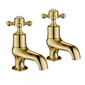 JTP Grosvenor Cross Antique Brass Bath Pillar Taps