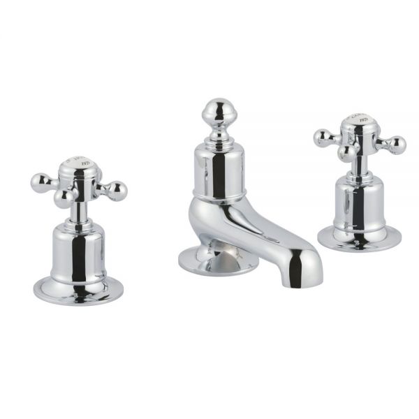 JTP Grosvenor Cross Chrome 3 Hole Deck Mounted Bath Filler Tap
