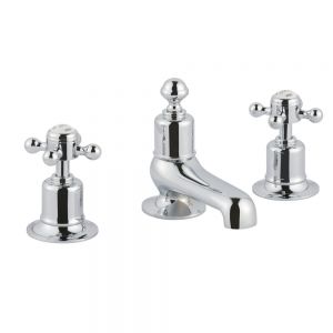 JTP Grosvenor Cross Chrome 3 Hole Deck Mounted Bath Filler Tap
