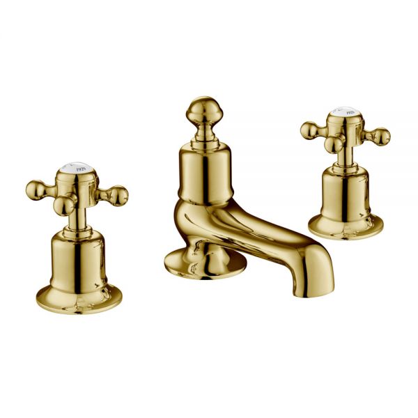 JTP Grosvenor Cross Antique Brass 3 Hole Deck Mounted Bath Filler Tap