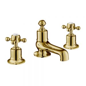 JTP Grosvenor Cross Antique Brass 3 Hole Deck Mounted Bath Filler Tap