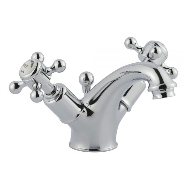 JTP Grosvenor Cross Chrome Basin Mixer Tap with Pop Up Waste