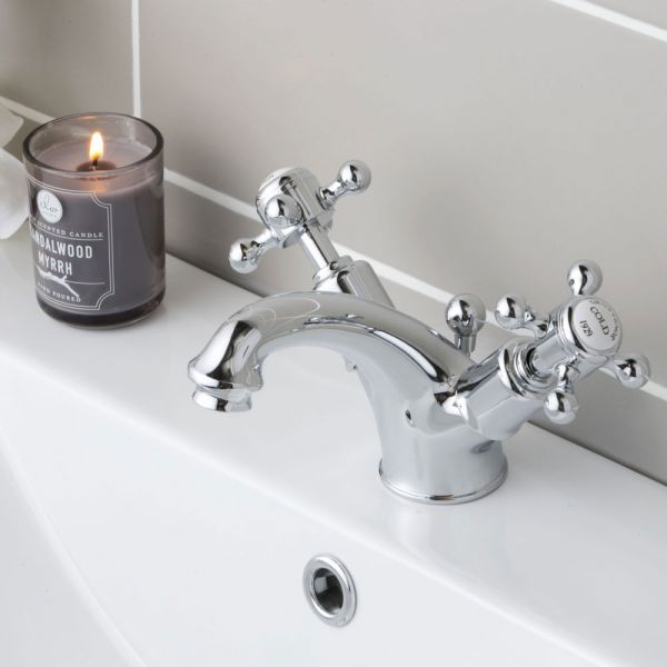 JTP Grosvenor Cross Chrome Basin Mixer Tap with Pop Up Waste #3