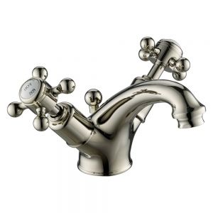 JTP Grosvenor Cross Nickel Basin Mixer Tap with Pop Up Waste
