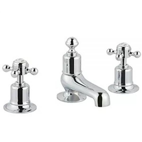 JTP Grosvenor Cross Chrome 3 Hole Basin Mixer Tap
