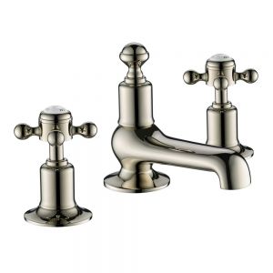 JTP Grosvenor Cross Nickel 3 Hole Basin Mixer Tap