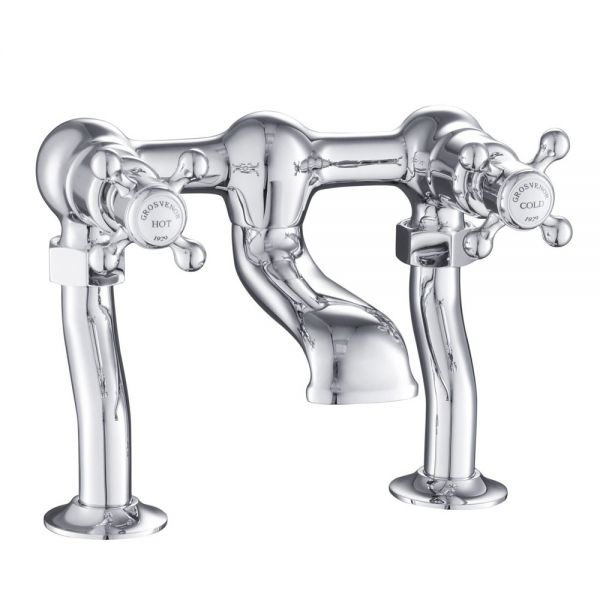 JTP Grosvenor Cross Chrome Deck Mounted Bath Filler Tap