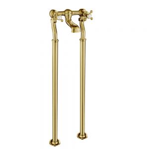 JTP Grosvenor Cross Antique Brass Floor Standing Bath Filler Tap