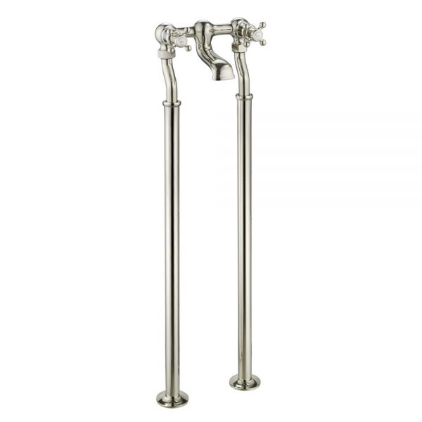 JTP Grosvenor Cross Nickel Floor Standing Bath Filler Tap