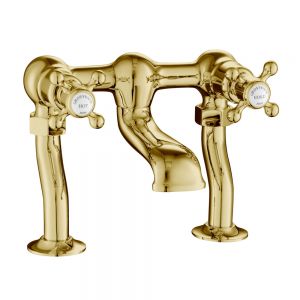 JTP Grosvenor Cross Antique Brass Deck Mounted Bath Filler Tap