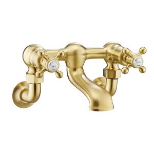 JTP Grosvenor Cross Brushed Brass Wall Mounted Bath Filler Tap