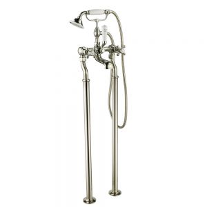 JTP Grosvenor Cross Nickel Floor Standing Bath Shower Mixer Tap