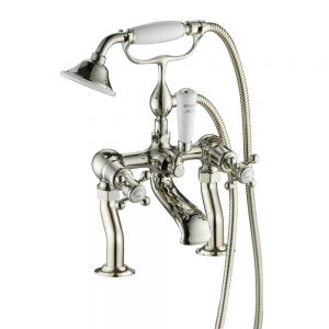 JTP Grosvenor Cross Nickel Deck Mounted Bath Shower Mixer Tap