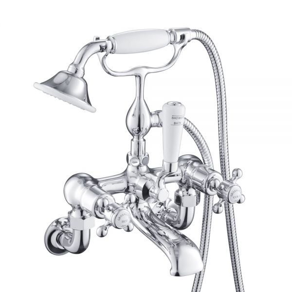 JTP Grosvenor Cross Chrome Wall Mounted Bath Shower Mixer Tap