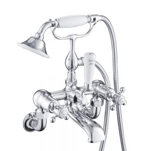 JTP Grosvenor Cross Chrome Wall Mounted Bath Shower Mixer Tap