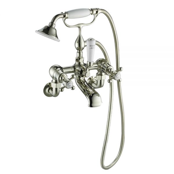 JTP Grosvenor Cross Nickel Wall Mounted Bath Shower Mixer Tap 76275WMNK
