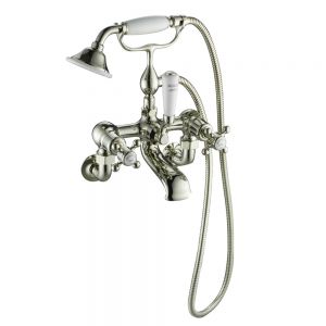 JTP Grosvenor Cross Nickel Wall Mounted Bath Shower Mixer Tap