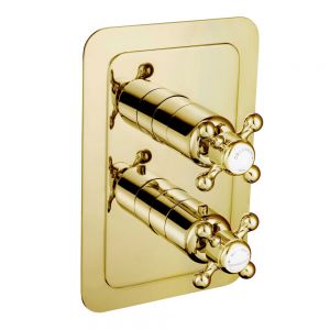 JTP Grosvenor Cross Antique Brass Single Outlet Thermostatic Shower Valve
