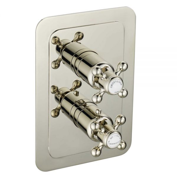 JTP Grosvenor Cross Nickel Single Outlet Thermostatic Shower Valve