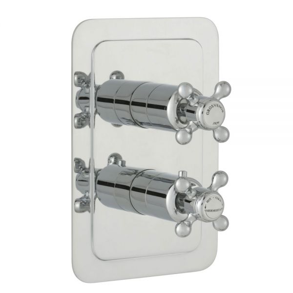 JTP Grosvenor Cross Chrome Two Outlet Thermostatic Shower Valve