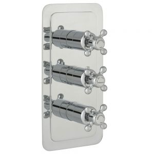JTP Grosvenor Cross Chrome Vertical Three Outlet Thermostatic Shower Valve