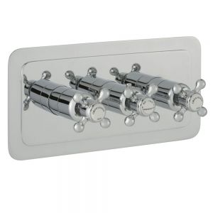JTP Grosvenor Cross Chrome Horizontal Two Outlet Thermostatic Shower Valve