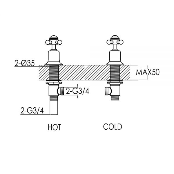 JTP Grosvenor Cross Chrome Deck Mounted Panel Valves #2