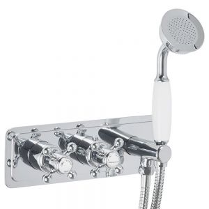 JTP Grosvenor Cross Chrome Two Outlet Thermostatic Shower Valve with Handset Kit