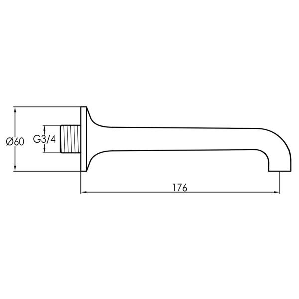 JTP Grosvenor Polished Gold Wall Mounted Bath Spout #2