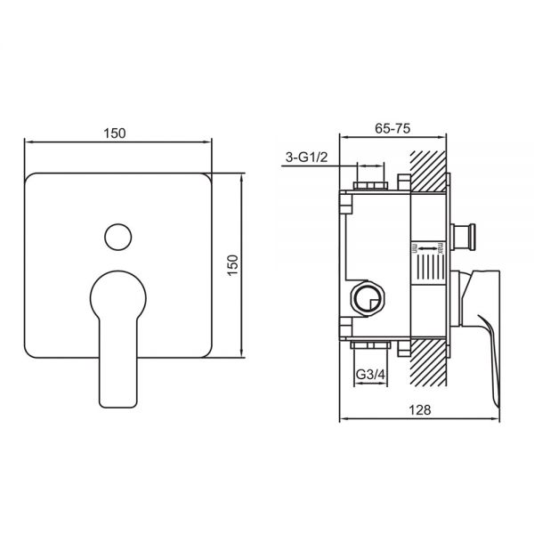 JTP Amore Chrome Two Outlet Manual Shower Valve with Diverter #2