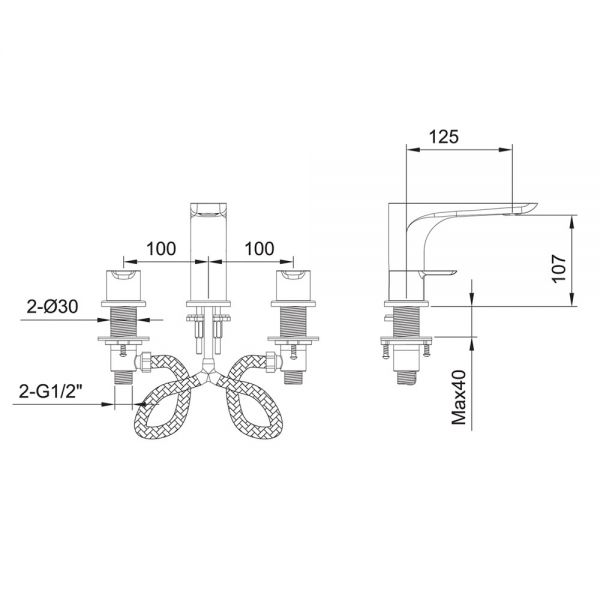 JTP Amore Chrome 3 Hole Basin Mixer Tap #2