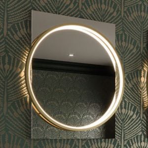 HIB Solas 60 Illuminated LED Brushed Brass Frame Bathroom Mirror