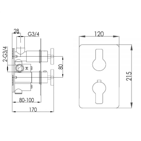 JTP Amore Chrome Single Outlet Thermostatic Shower Valve #2