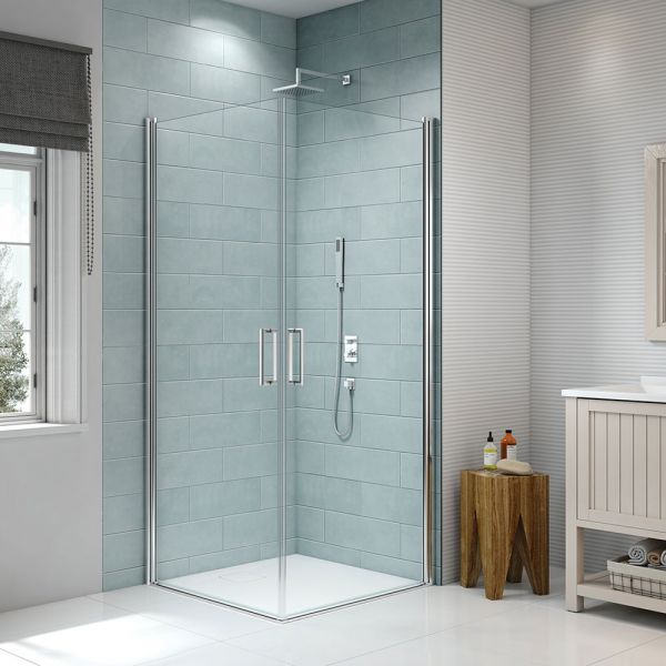 Merlyn 8 Series Frameless  1000 x 1000 Double Pivot Showerwall Enclosure